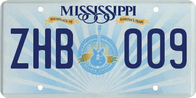 MS license plate ZHB009
