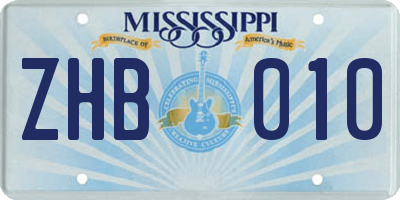 MS license plate ZHB010