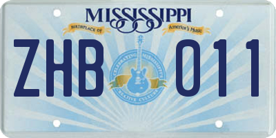 MS license plate ZHB011