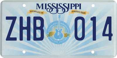 MS license plate ZHB014