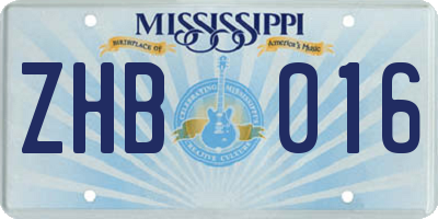 MS license plate ZHB016