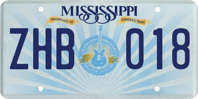 MS license plate ZHB018