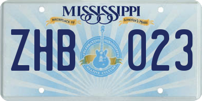 MS license plate ZHB023