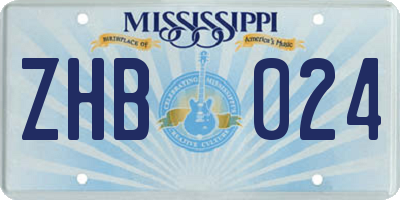 MS license plate ZHB024