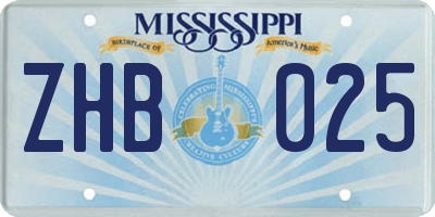 MS license plate ZHB025