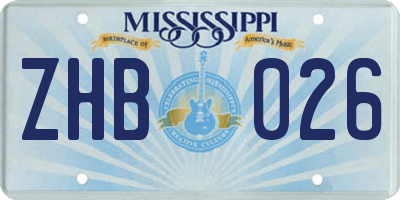 MS license plate ZHB026