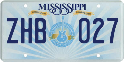 MS license plate ZHB027