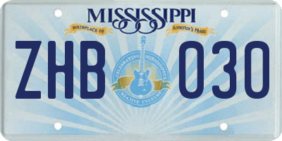MS license plate ZHB030