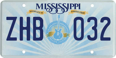 MS license plate ZHB032