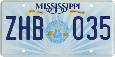 MS license plate ZHB035