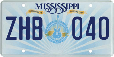 MS license plate ZHB040