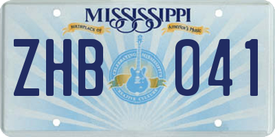 MS license plate ZHB041