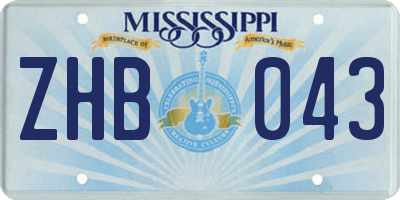 MS license plate ZHB043
