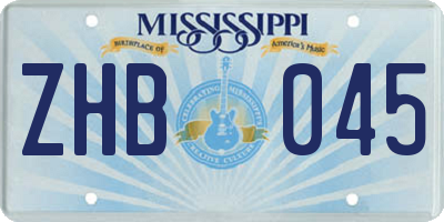 MS license plate ZHB045