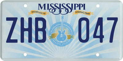MS license plate ZHB047