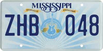 MS license plate ZHB048