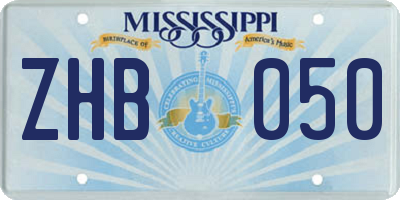 MS license plate ZHB050