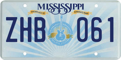 MS license plate ZHB061