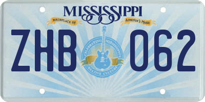 MS license plate ZHB062
