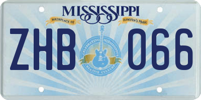 MS license plate ZHB066