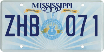 MS license plate ZHB071