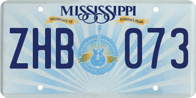 MS license plate ZHB073