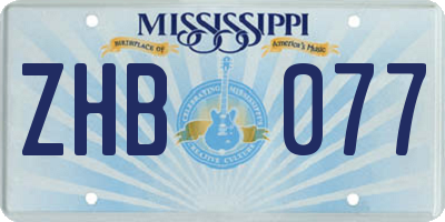 MS license plate ZHB077