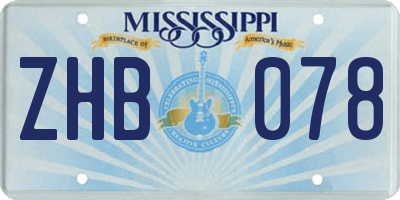 MS license plate ZHB078