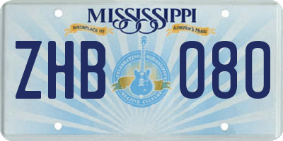 MS license plate ZHB080