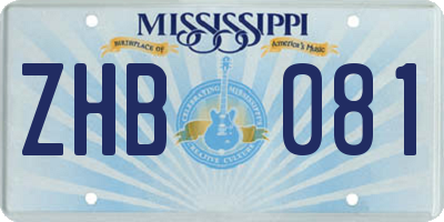 MS license plate ZHB081