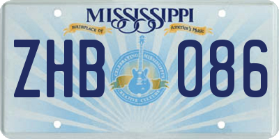 MS license plate ZHB086