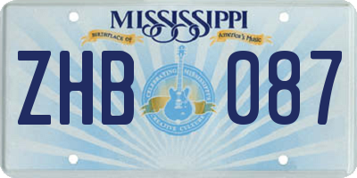 MS license plate ZHB087