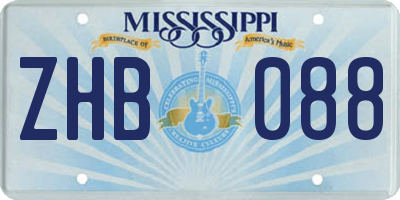 MS license plate ZHB088
