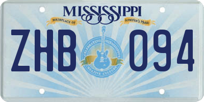 MS license plate ZHB094
