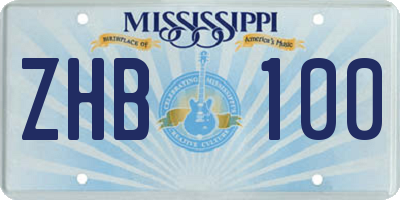 MS license plate ZHB100