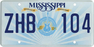 MS license plate ZHB104