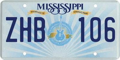 MS license plate ZHB106