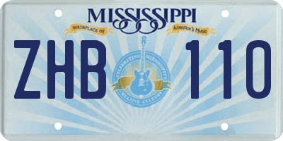 MS license plate ZHB110