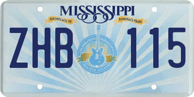 MS license plate ZHB115