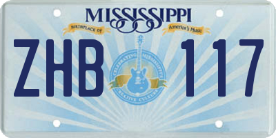 MS license plate ZHB117