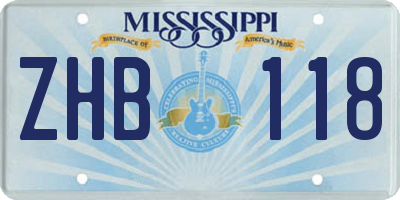 MS license plate ZHB118