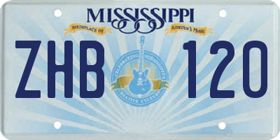 MS license plate ZHB120