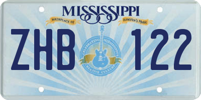 MS license plate ZHB122
