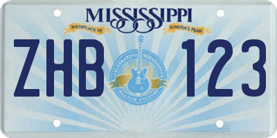 MS license plate ZHB123