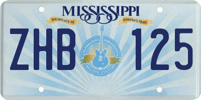 MS license plate ZHB125