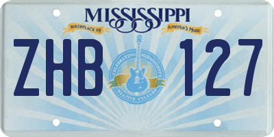 MS license plate ZHB127