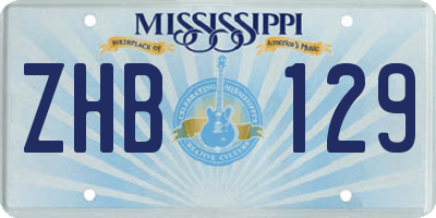 MS license plate ZHB129
