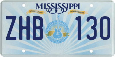 MS license plate ZHB130