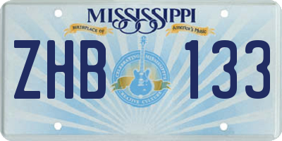 MS license plate ZHB133