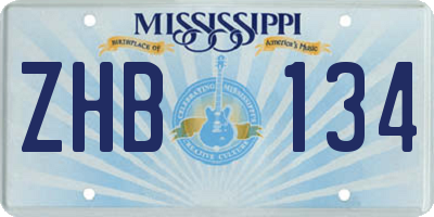 MS license plate ZHB134